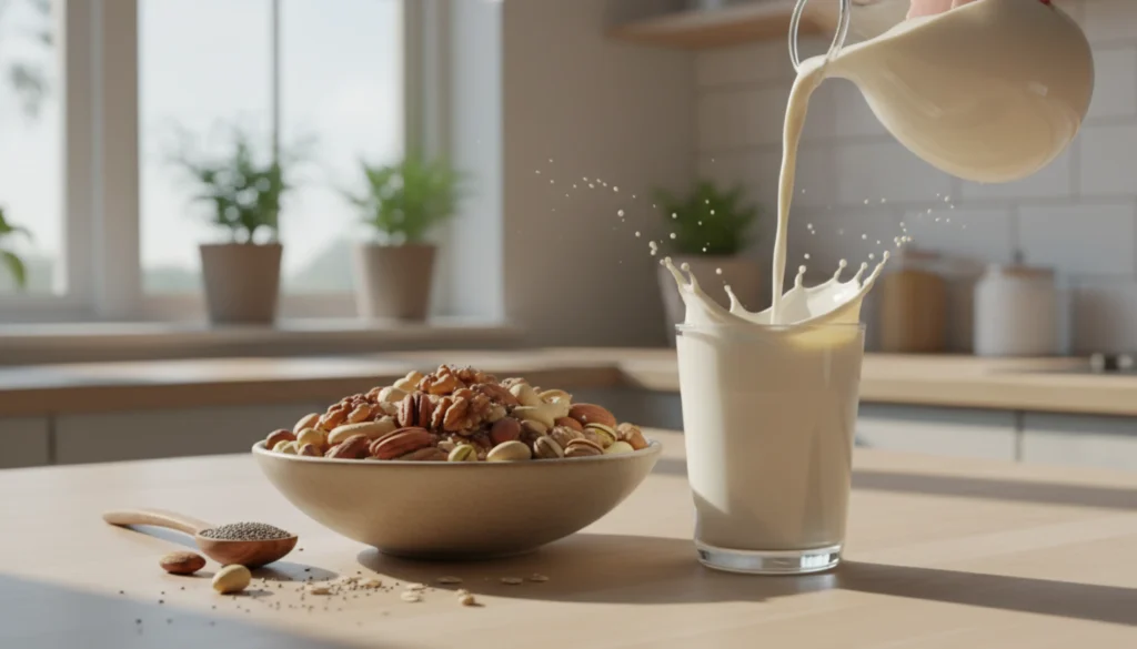 Mixed Nuts With Milk or Plant Milk