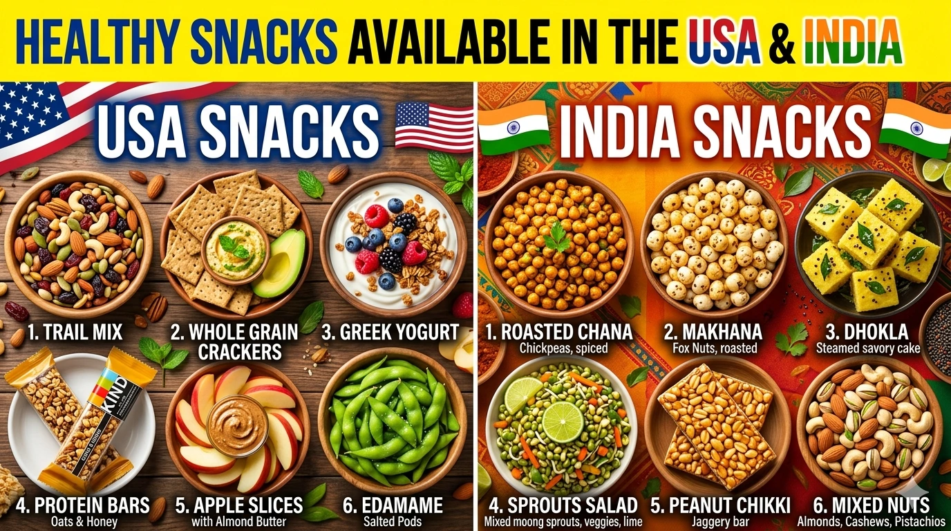 Snacks Available Healthy Snacks Available in the USA and India